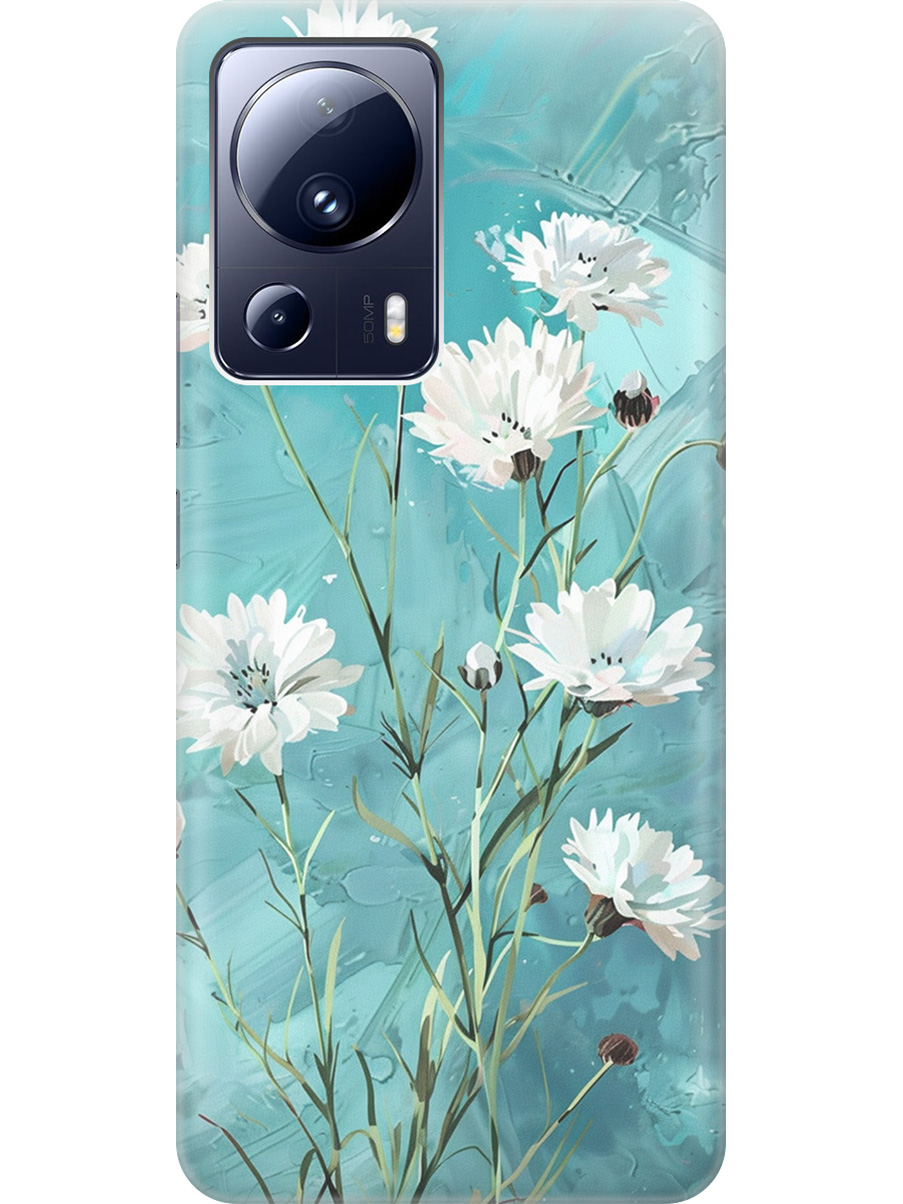 

Силиконовый чехол на Xiaomi 13 Lite с принтом "Белые васильки", Прозрачный;белый;голубой, 768741222