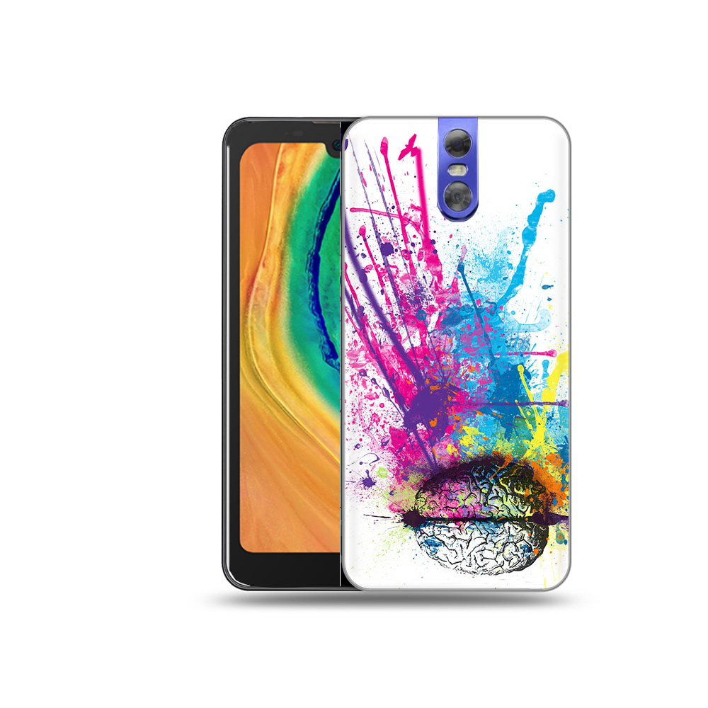 

Чехол MyPads Tocco для Doogee BL7000 яркий красочный мозг, Прозрачный, Tocco