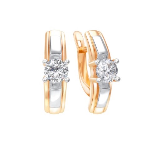 

Серьги из красного золота Золотые узоры 52-0142, фианит, 52-0142