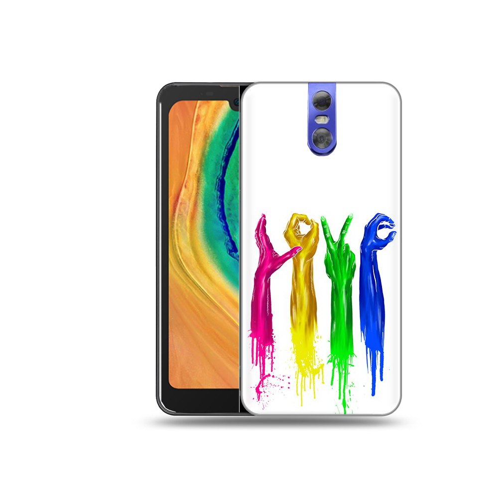 

Чехол MyPads Tocco для Doogee BL7000 яркие руки love, Прозрачный, Tocco