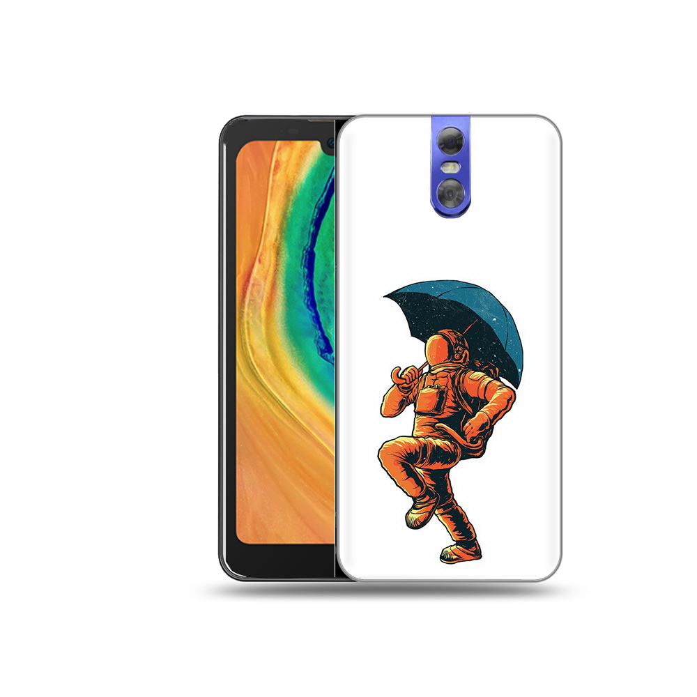 

Чехол MyPads Tocco для Doogee BL7000 шагающий космонавт с зонтом, Прозрачный, Tocco
