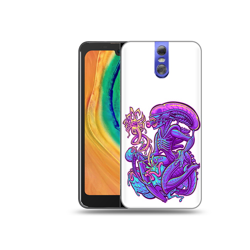 

Чехол MyPads Tocco для Doogee BL7000 чужой фиолетовый цвет, Прозрачный, Tocco