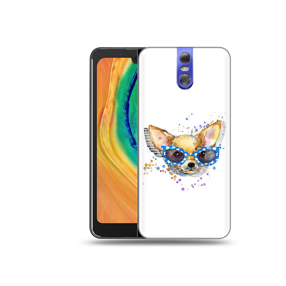 

Чехол MyPads Tocco для Doogee BL7000 чихуа-хуа в очках, Прозрачный, Tocco