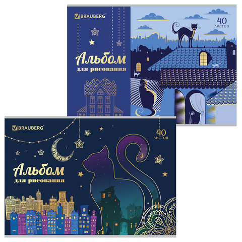 

Альбом для рисования А4 40л Brauberg Кошечки (100 г/квм скрепка 202х285мм) (105102) 10шт