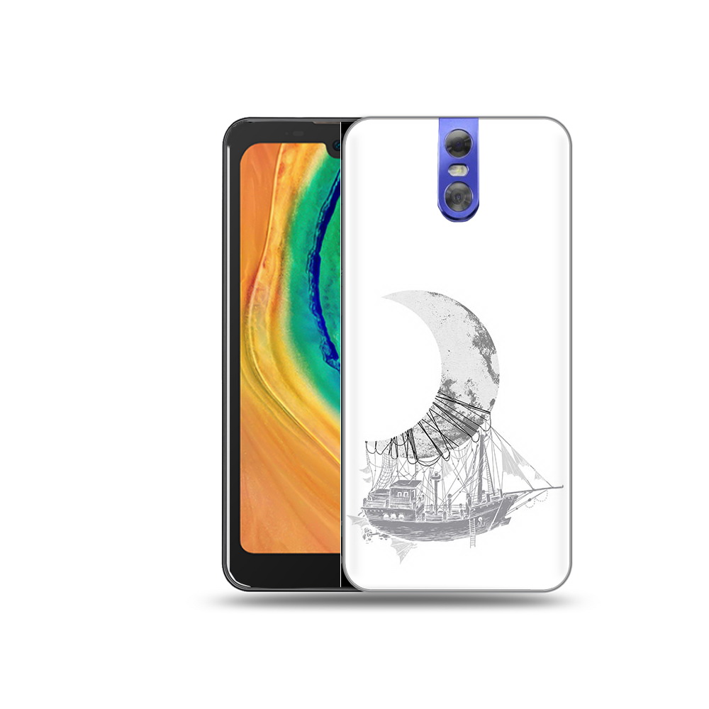 

Чехол MyPads Tocco для Doogee BL7000 черно белый корабль полумесяц, Прозрачный, Tocco
