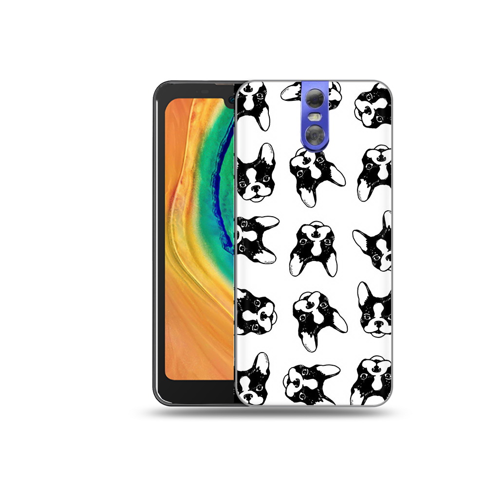 

Чехол MyPads Tocco для Doogee BL7000 черно белые собачки, Прозрачный, Tocco