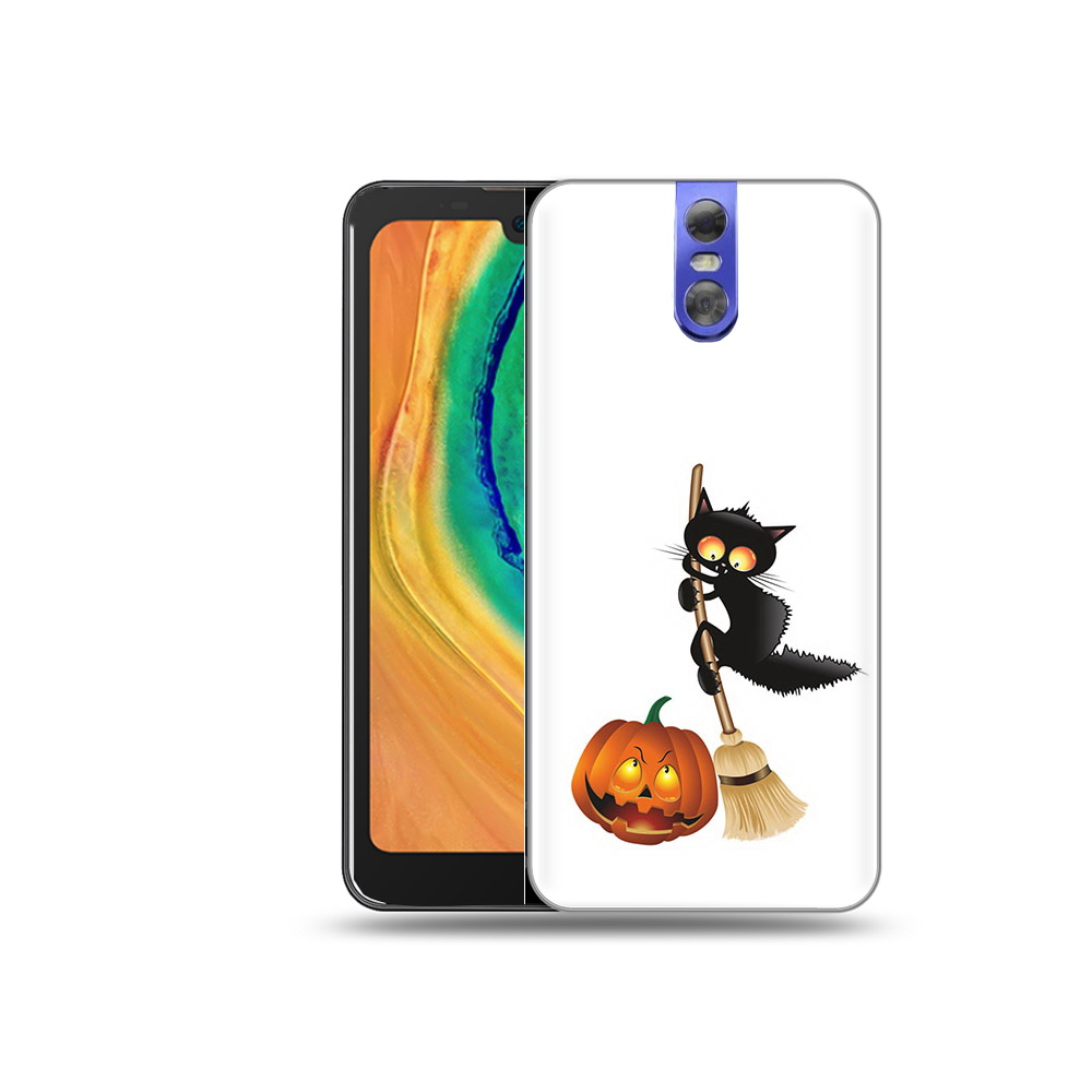 

Чехол MyPads Tocco для Doogee BL7000 хэлуинский котик, Прозрачный, Tocco