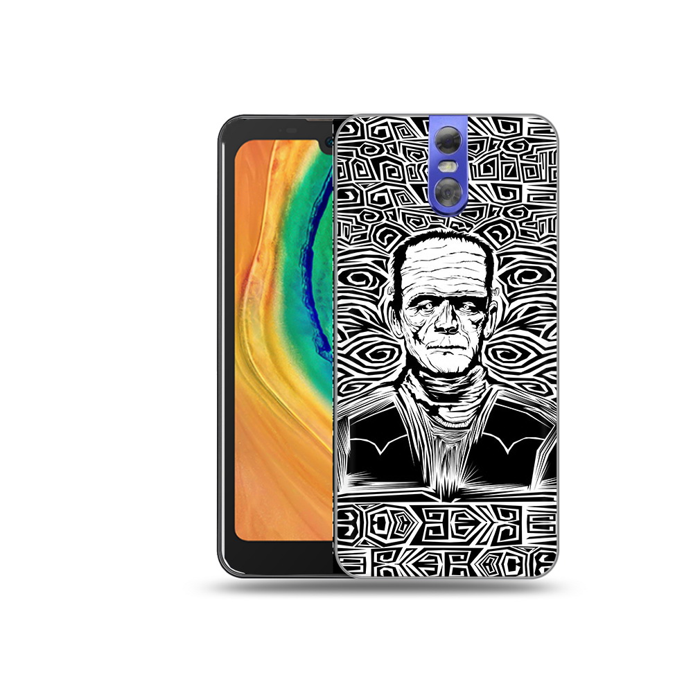 

Чехол MyPads Tocco для Doogee BL7000 франкенштейн черно белый, Прозрачный, Tocco