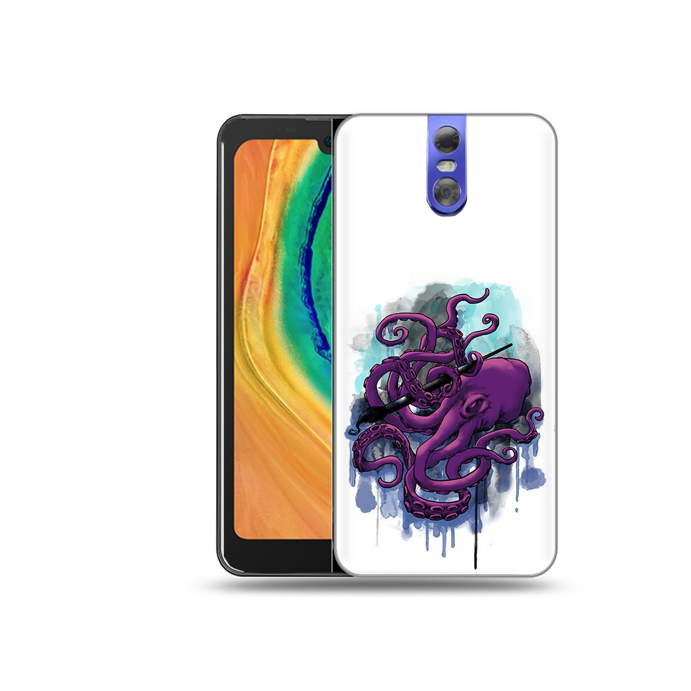 

Чехол MyPads Tocco для Doogee BL7000 фиолетовый осьминог, Прозрачный, Tocco
