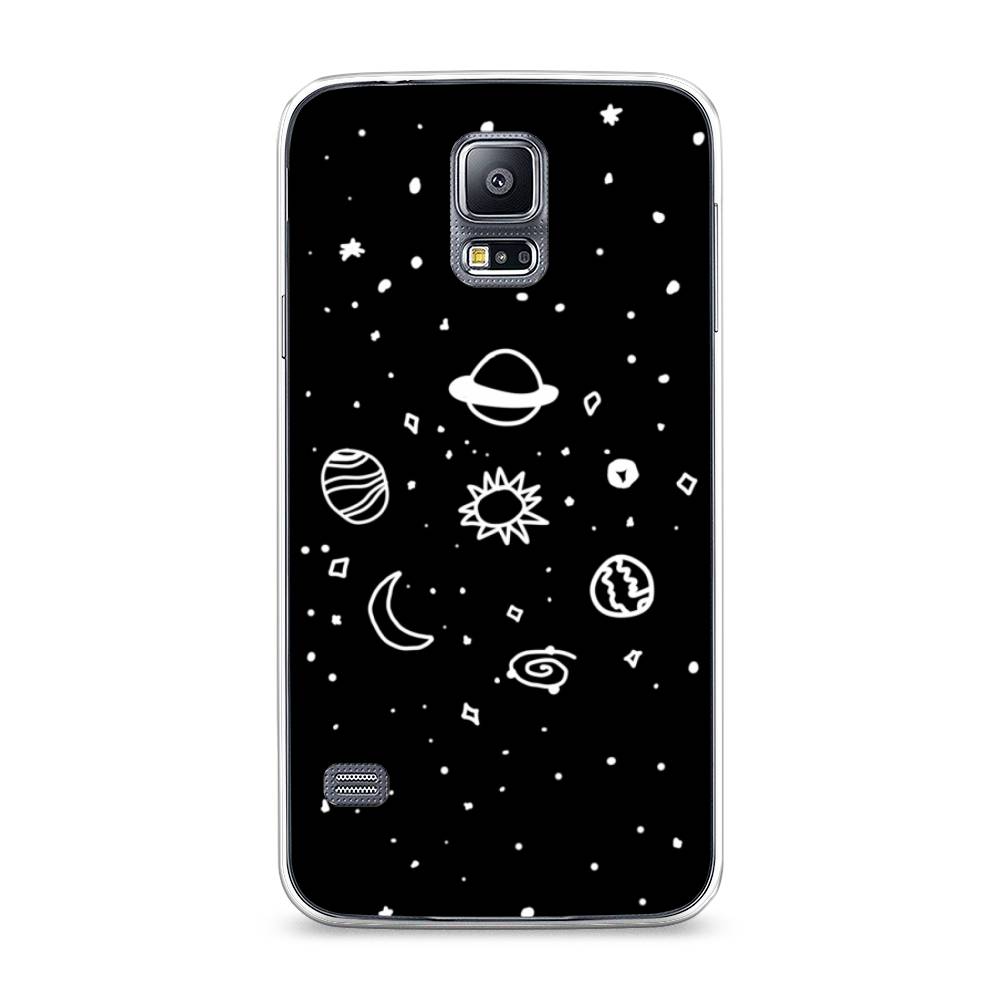 

Чехол на Samsung Galaxy S5 "Дудл солнечной системы", Бежевый;серый, 24150-2