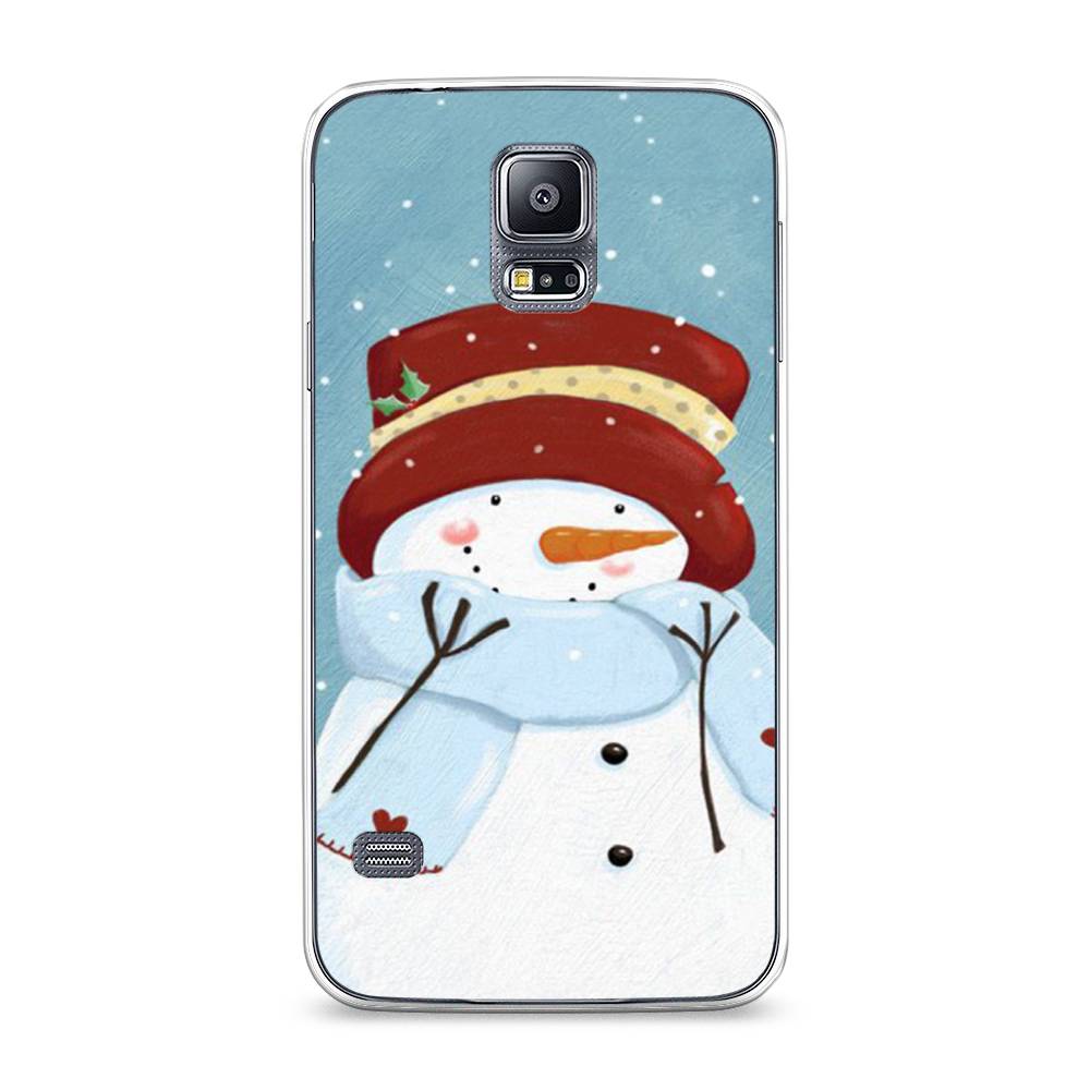 

Чехол на Samsung Galaxy S5 "Застенчивый снеговик", Голубой;белый;красный, 24150-5