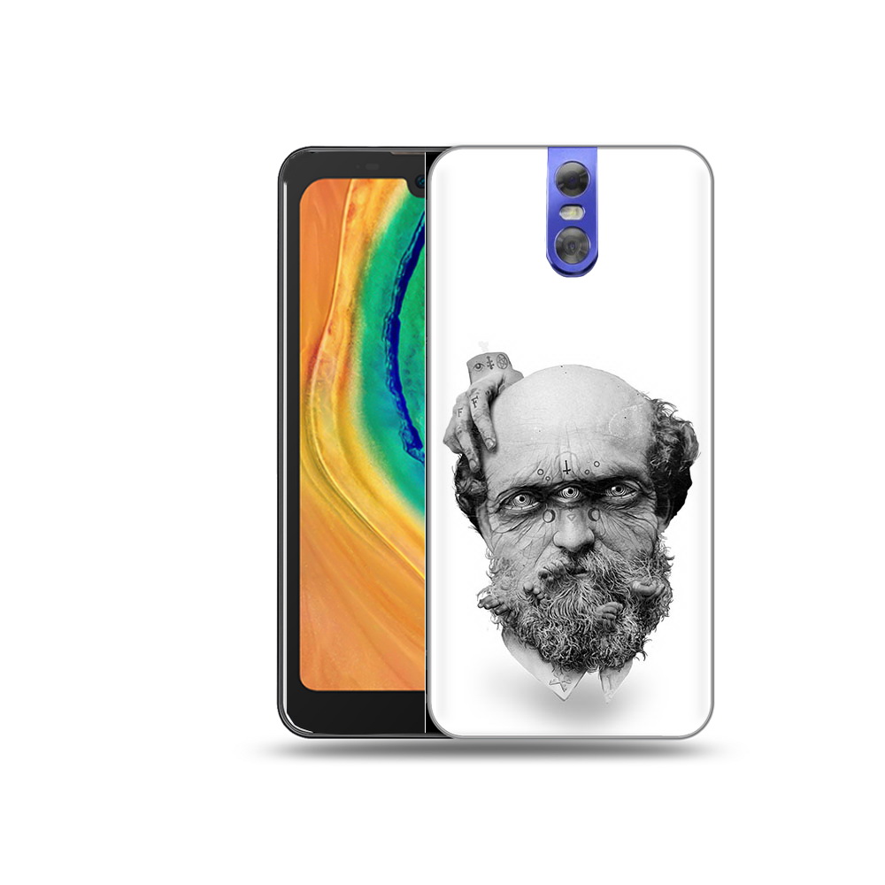

Чехол MyPads Tocco для Doogee BL7000 страшный бородатый мужчина абстракция, Прозрачный, Tocco