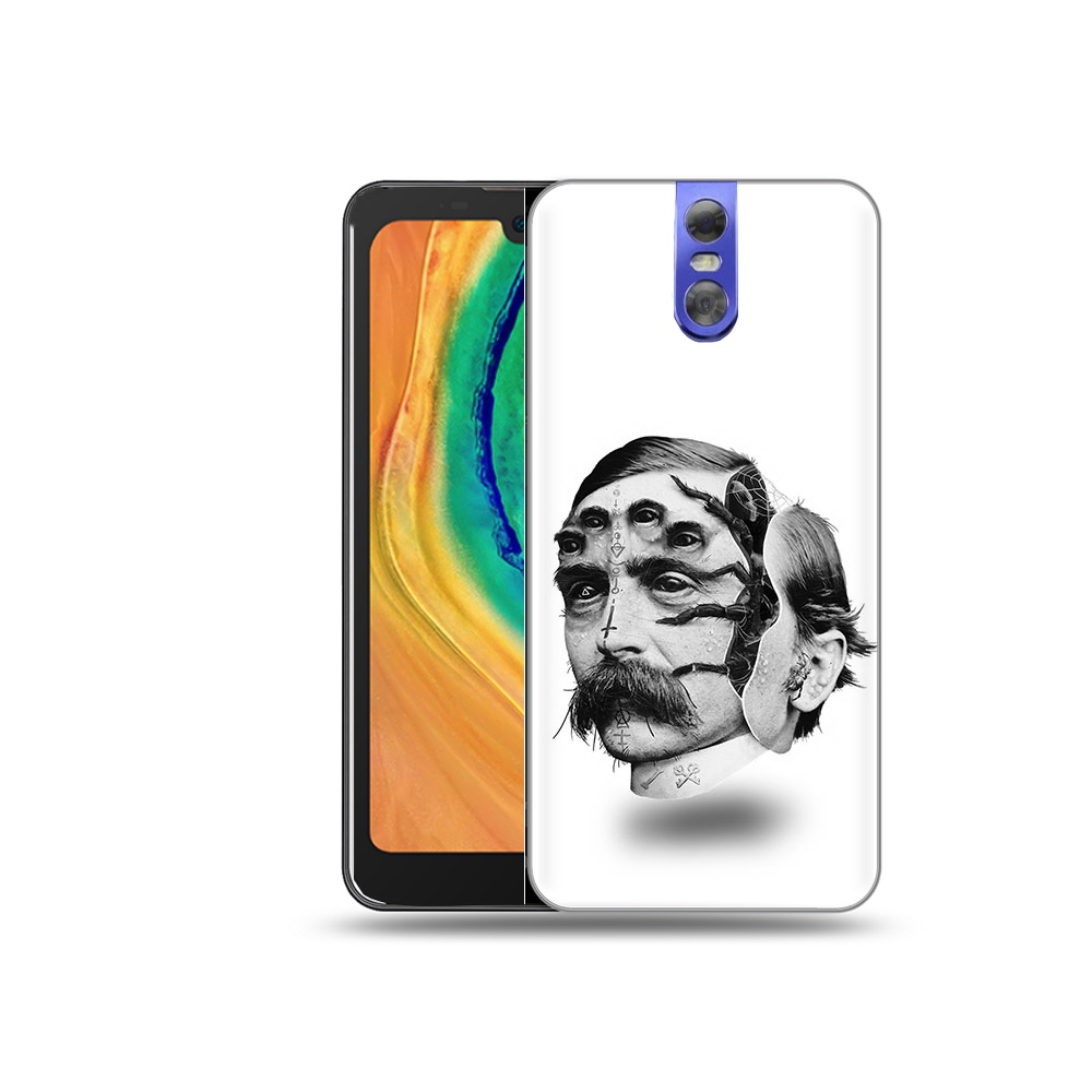 

Чехол MyPads Tocco для Doogee BL7000 страшное лицо мужчины, Прозрачный, Tocco