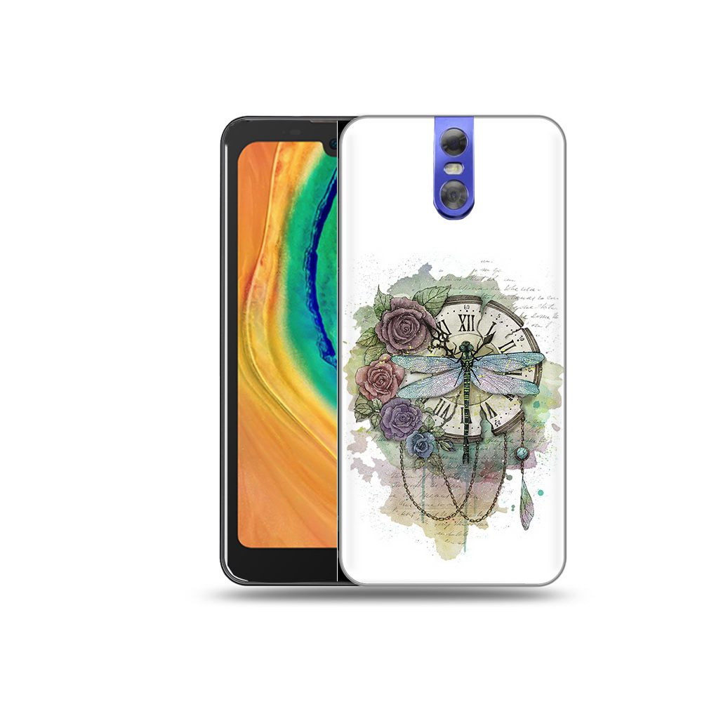 

Чехол MyPads Tocco для Doogee BL7000 старинные часы в цветах, Прозрачный, Tocco