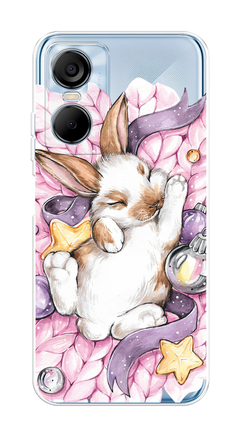 

Чехол на Tecno Pop 6 Pro "Кролик спит", Розовый;белый, 302750-5