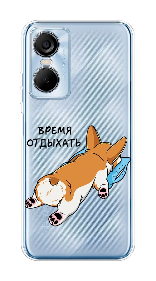 

Чехол на Tecno Pop 6 Pro "Корги отдыхает", Черный;коричневый;голубой, 302750-1