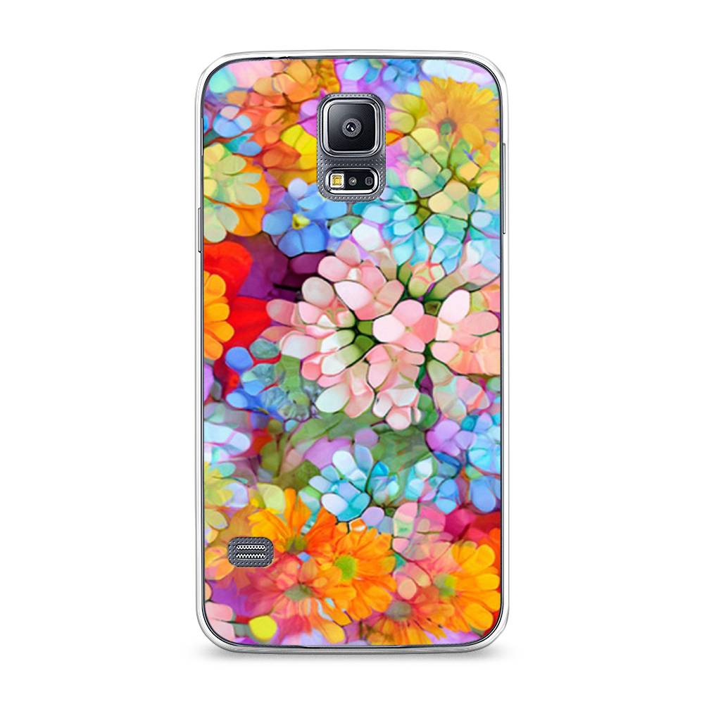 

Чехол на Samsung Galaxy S5 "Цветы витраж", Оранжевый;розовый;голубой, 24150-3