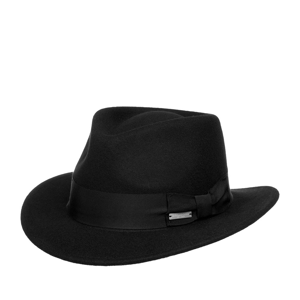 Шляпа женская Seeberger 70441-0 FELT FEDORA черная, р. 59