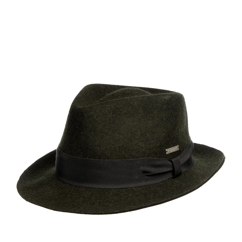 Шляпа женская Seeberger 70424-0 FELT FEDORA оливковая, р. 59