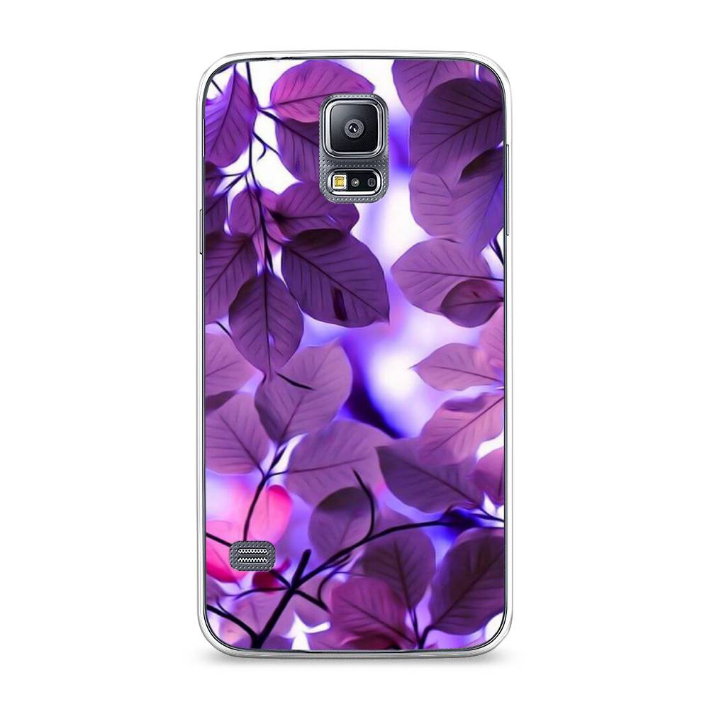 

Чехол на Samsung Galaxy S5 "Сиреневые листики", Фиолетовый;голубой, 24150-2