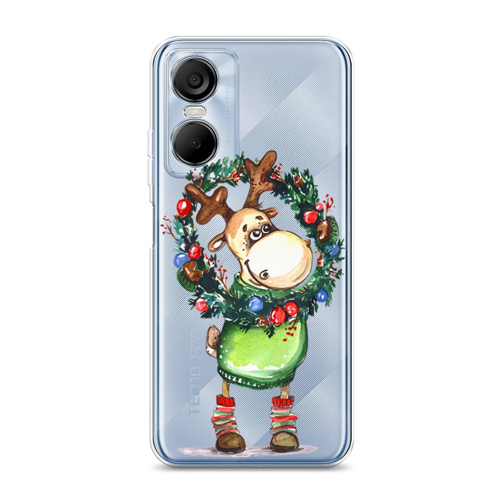 

Чехол на Tecno Pop 6 Pro "Олень с новогодним венком", 302750-4