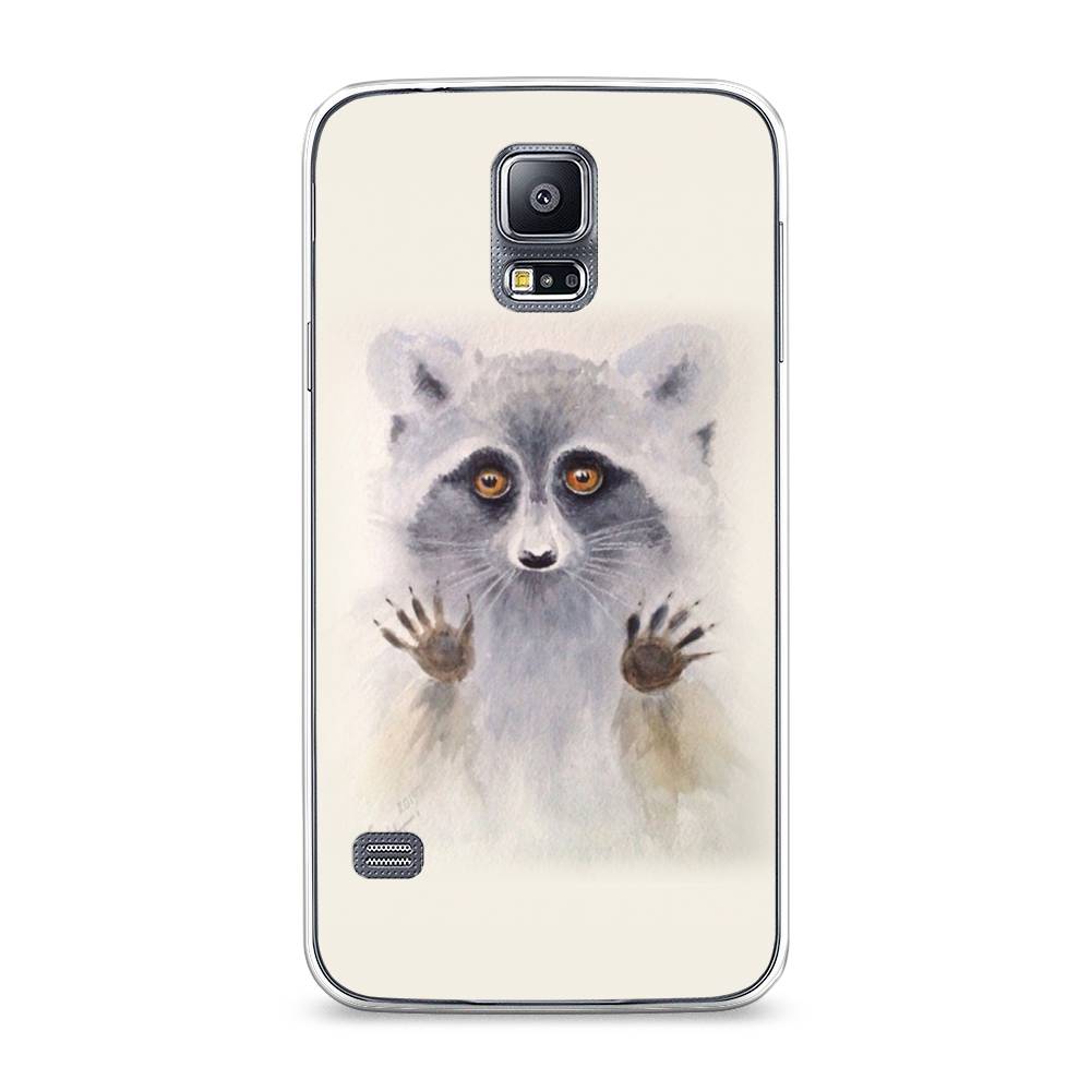 

Чехол на Samsung Galaxy S5 "Енот за стеклом", Бежевый;серый, 24150-4