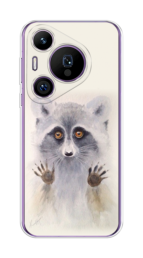 

Чехол на Huawei Pura 70 Pro/70 Pro Plus "Енот за стеклом", Бежевый;серый, 6124450-1