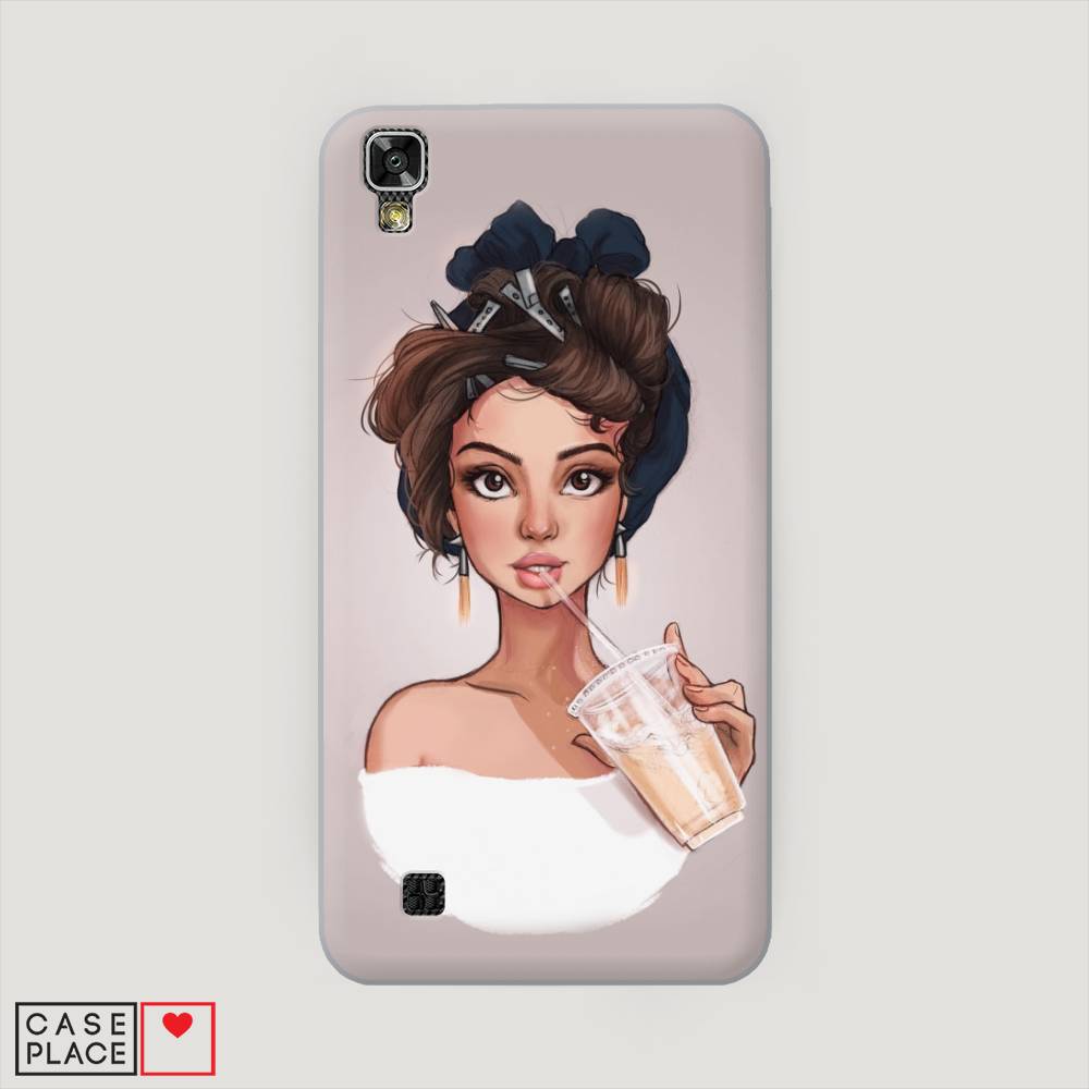 

Чехол на LG X Power (K220DS) "Девушка с фраппе", Серый, 82350-6