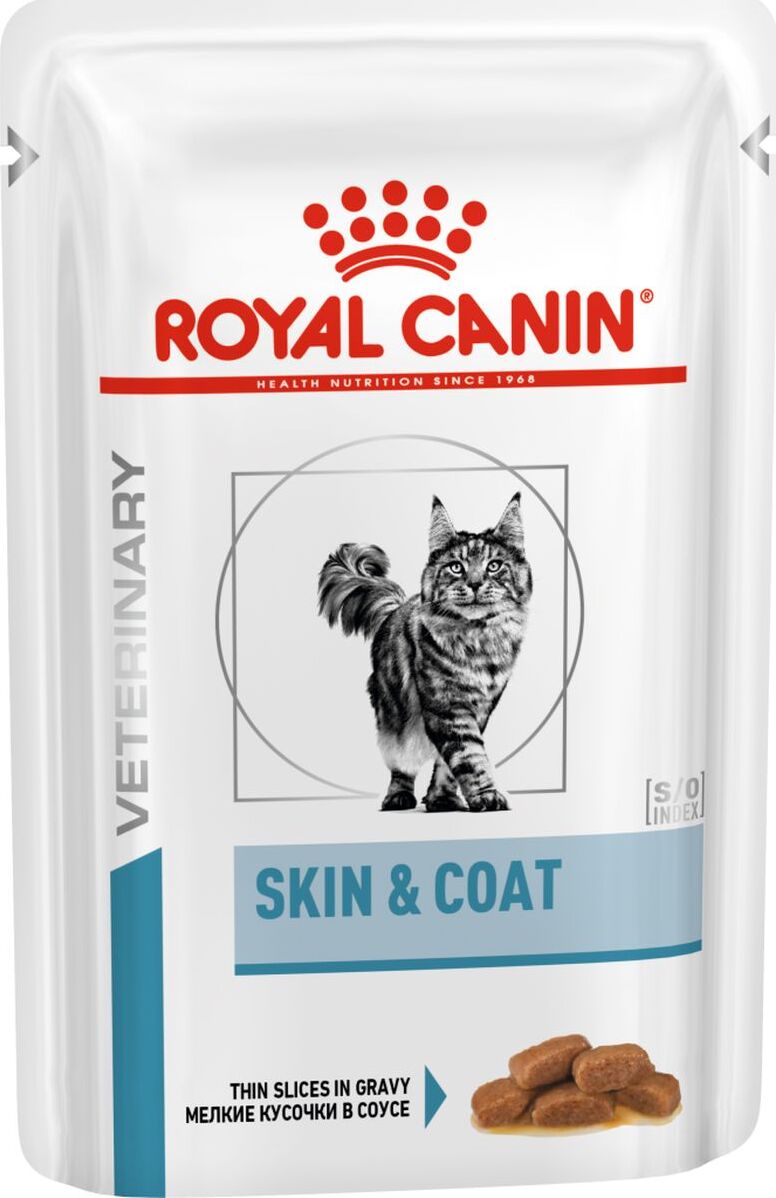 фото Влажный корм для кошек royal canin vcn skin&coat formula, мясо, 12шт по 85г