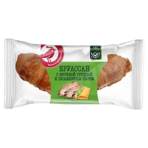 Круассан АШАН Красная птица с куриной грудкой и плавленым сыром 115 г
