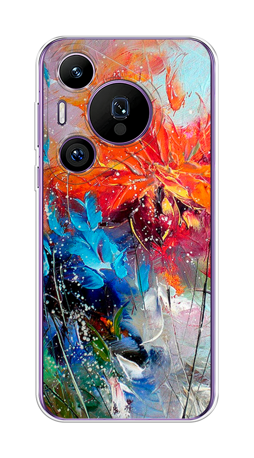 

Чехол на Huawei Pura 70 Pro/70 Pro Plus "Абстрактные цветы", Оранжевый;синий, 6124450-1