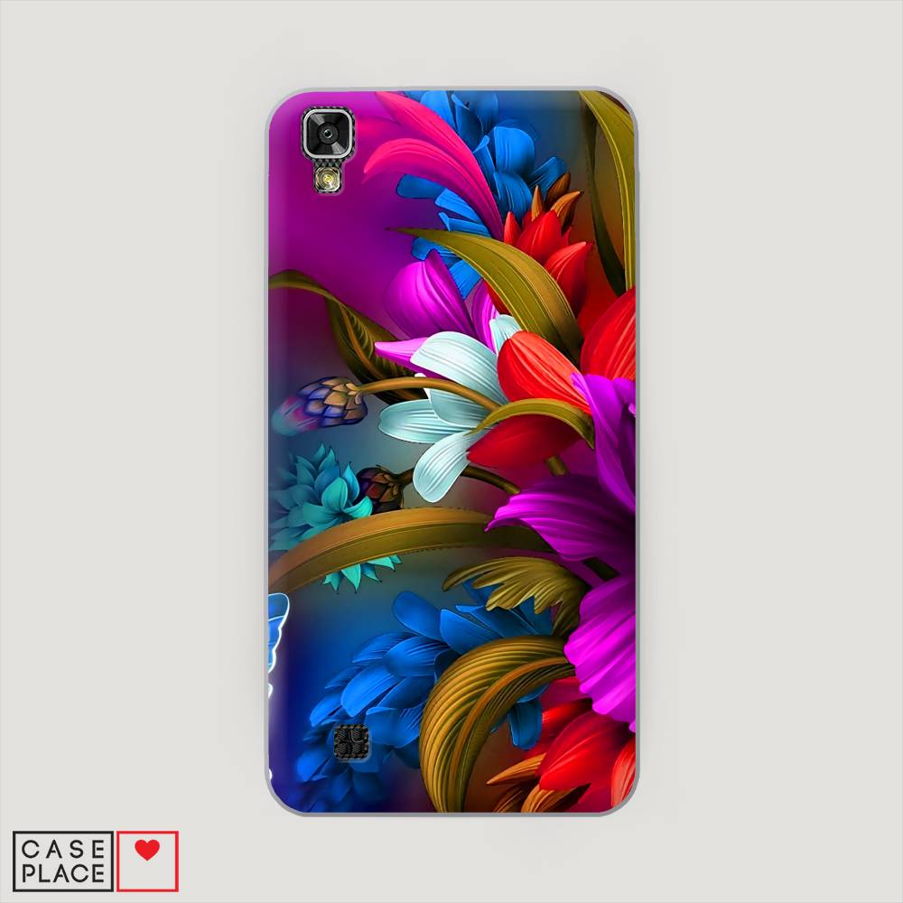 

Чехол на LG X Power (K220DS) "Фантастические цветы", Фиолетовый;красный;синий, 82350-2