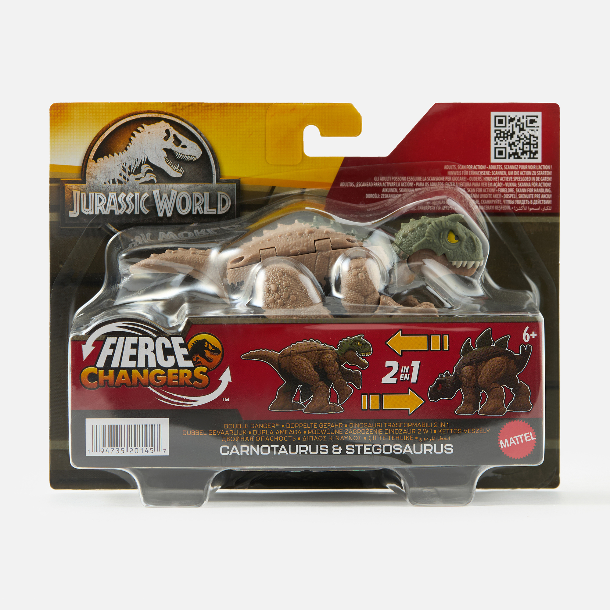 

Фигурка динозавра Jurassic World Stegosaurus & Carnotaurus трансформер, HVB19