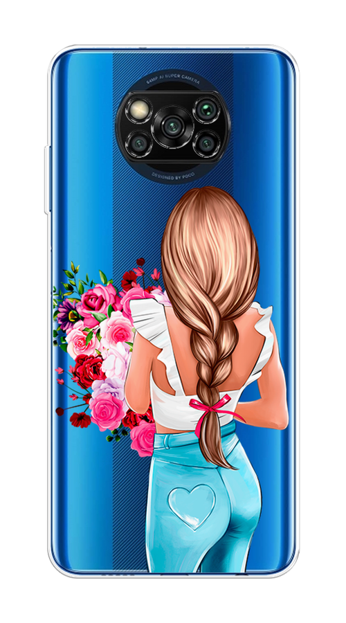 

Чехол на Poco X3/X3 Pro "Девушка с цветами", Коричневый;розовый;бирюзовый, 310650-1