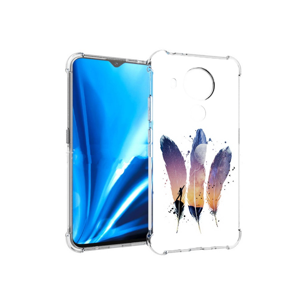 

Чехол MyPads Tocco для Nokia 5.4 небесные перья (PT156621.100.519), Прозрачный, Tocco