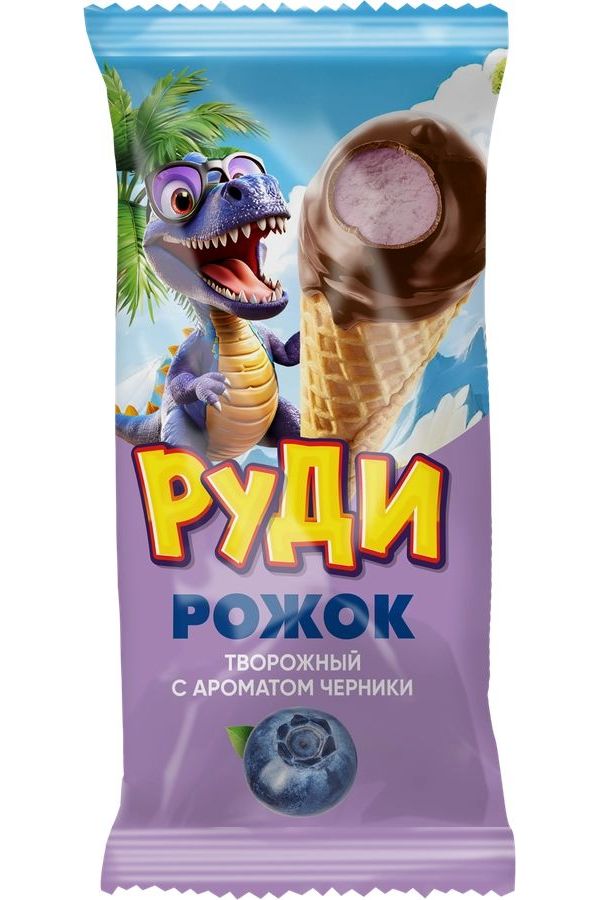 

Сырок творожный Руди Черника в вафельном рожке БЗМЖ 40 г