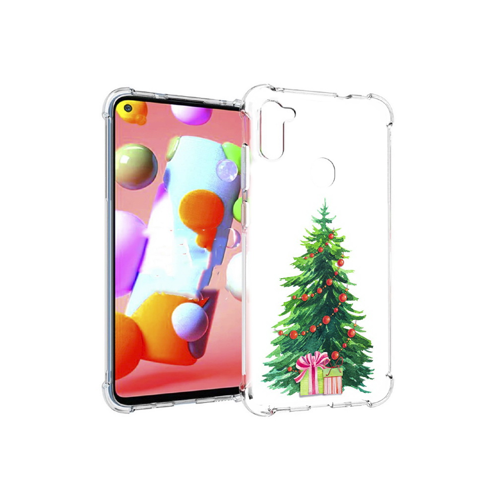 

Чехол MyPads Tocco для Samsung Galaxy M11 Елка новогодняя с подарками акварель, Прозрачный, Tocco