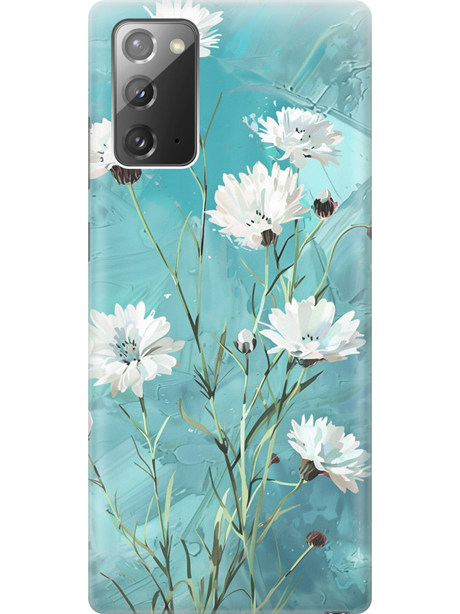 

Силиконовый чехол на Samsung Galaxy Note 20 с принтом "Белые васильки", Прозрачный;белый;голубой, 723276322