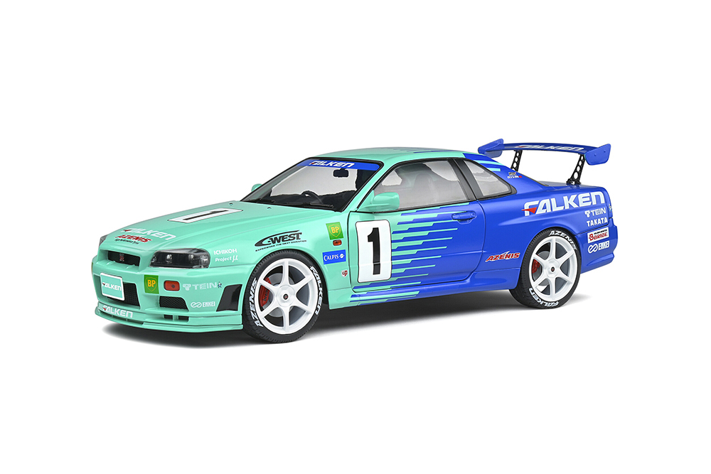 

Модель коллекционная SOLIDO Nissan skyline R34 gtr no 1 jgtc 2001 falken, Зеленый;синий
