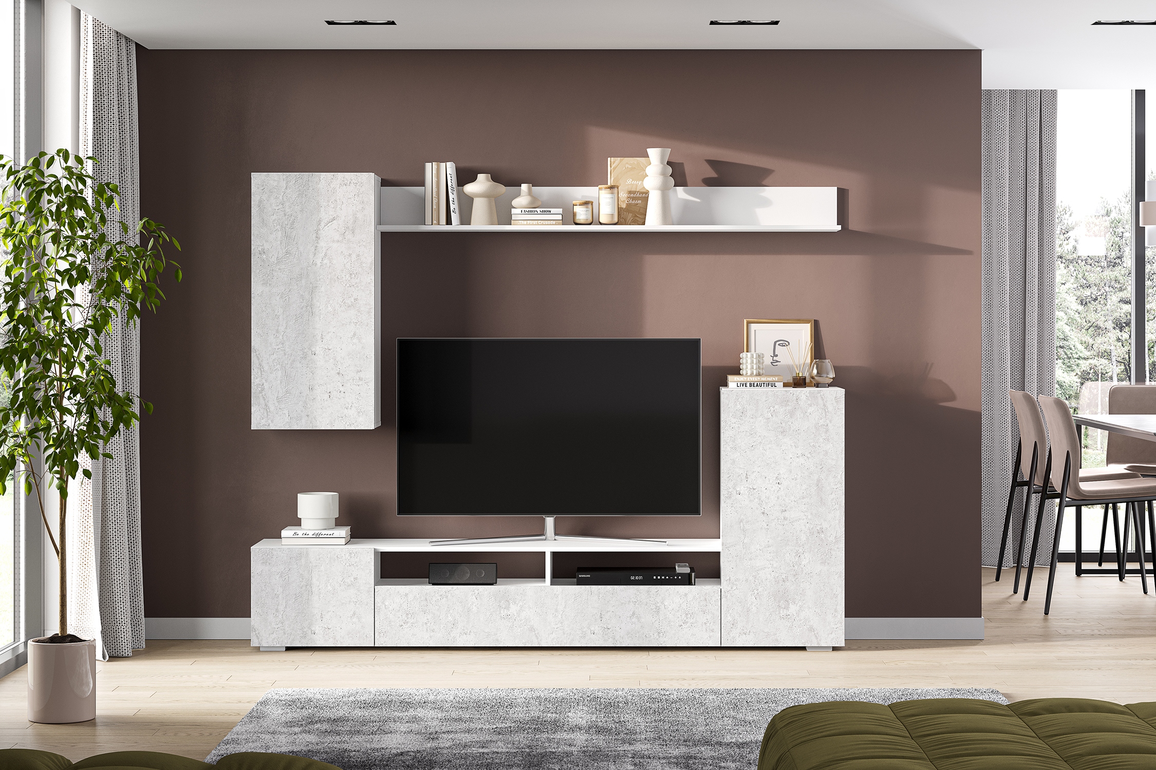 Гостиная Берн белый цемент светлый 13790₽