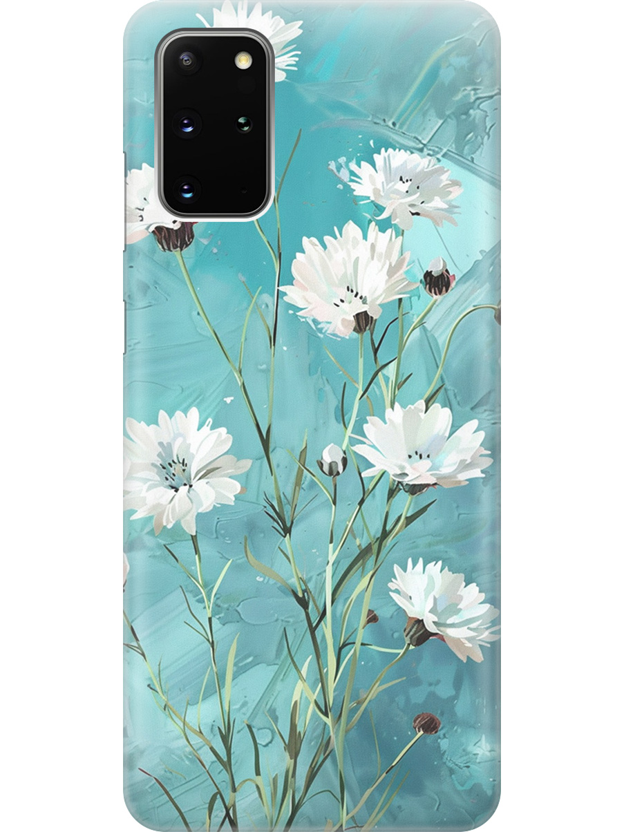 

Силиконовый чехол на Samsung Galaxy S20+ с принтом "Белые васильки", Прозрачный;белый;голубой, 722628522