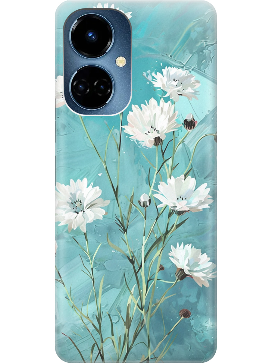 

Силиконовый чехол на Tecno Camon 19 / 19 Pro с принтом "Белые васильки", Прозрачный;белый;голубой, 778675822