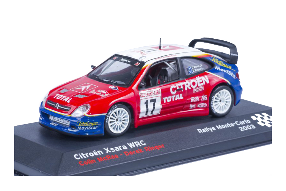 

Модель коллекционная Citroen xsara wrc #17 rally monte carlo colin mcrae derek ringer 2003, Красный