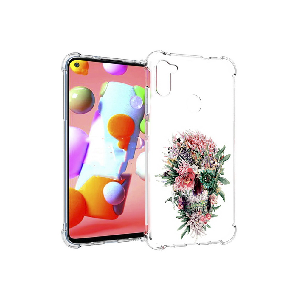 

Чехол MyPads Tocco для Samsung Galaxy M11 череп из цветов (PT147121.487.677), Прозрачный, Tocco
