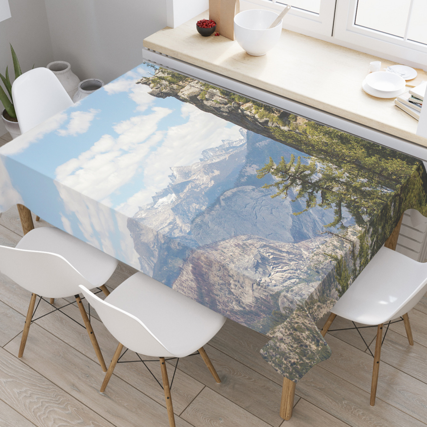

Скатерть прямоугольная JoyArty "Неприступный лес" из оксфорда, 120x145 см, Голубой, Неприступный лес