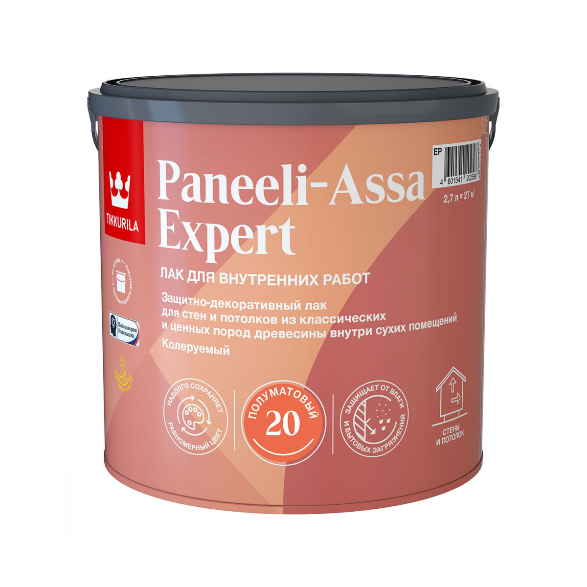 Лак для дерева Tikkurila Paneeli-Assa Expert акрилатный полуматовый база EР 27 л 4417₽