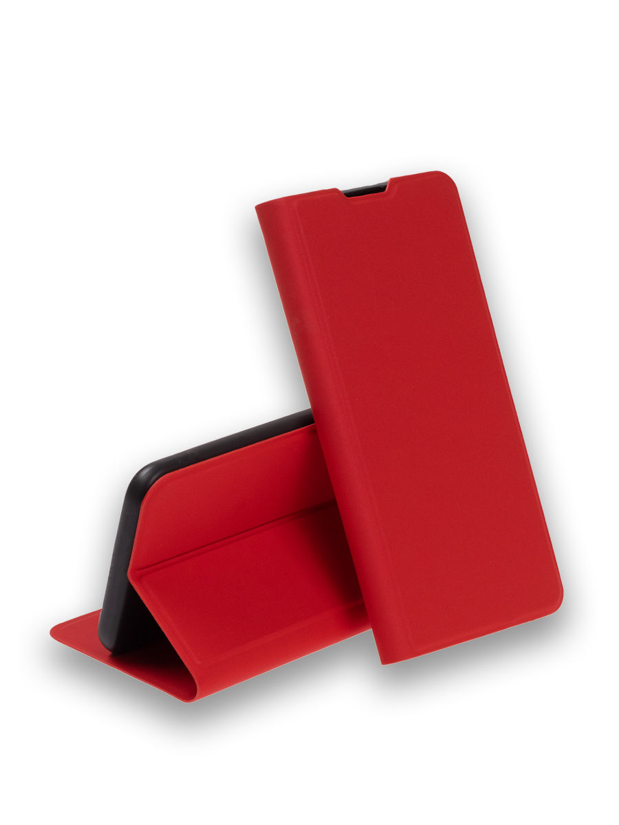 Чехол книжка для Xiaomi Redmi 10 противоударный, с карманом, красный