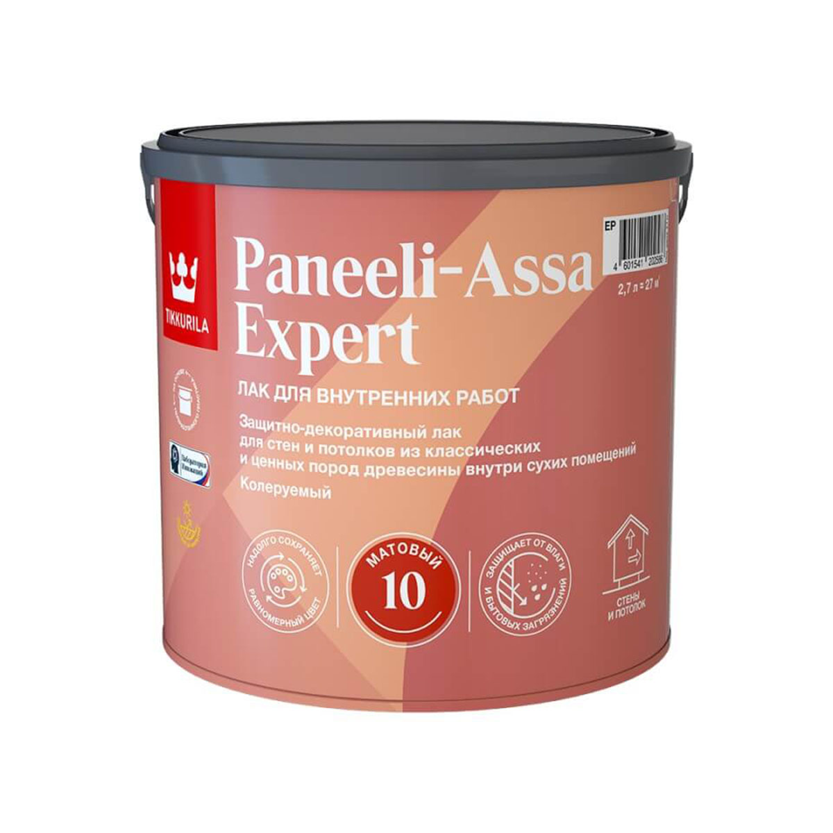 Лак для дерева Tikkurila Paneeli-Assa Expert акрилатный матовый база EP 27 л 4417₽