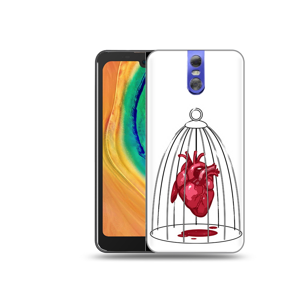 

Чехол MyPads Tocco для Doogee BL7000 сердце в клетке, Прозрачный, Tocco