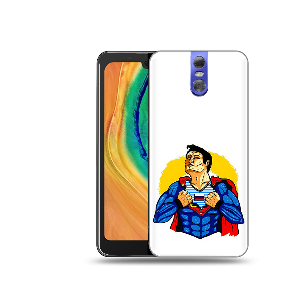 

Чехол MyPads Tocco для Doogee BL7000 русский супермен, Прозрачный, Tocco